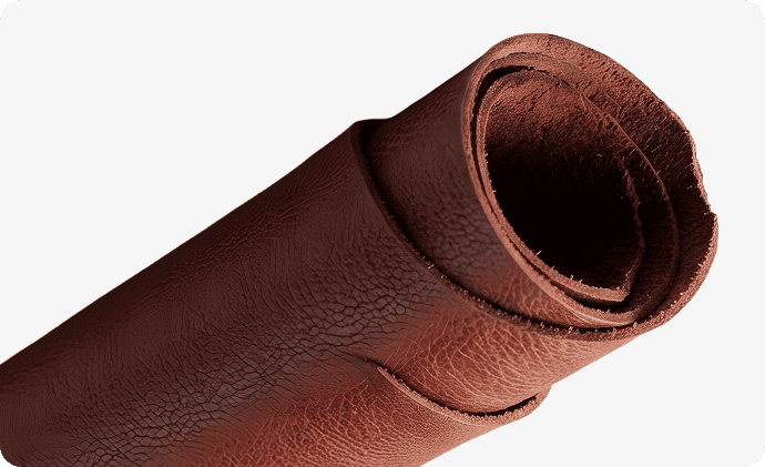 Rolled brown reconstituted leather