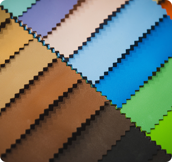 Colorful leather sample swatches